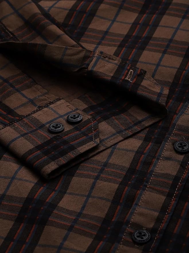 Men Small Checkered Slim Fit Cotton Casual Shirt - Image 4
