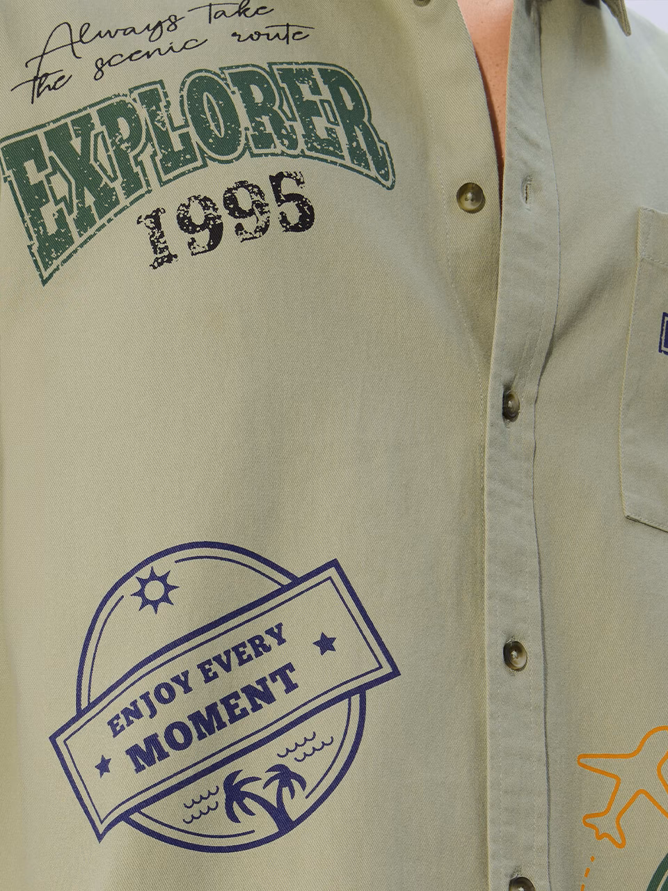 Travel Stamps Men Relaxed Shirts - Image 3