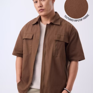 Zipper Shirt: Fawn Oversized Shirts