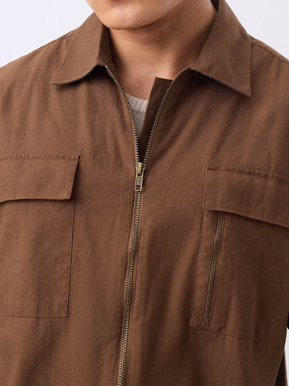 Zipper Shirt: Fawn Oversized Shirts - Image 3