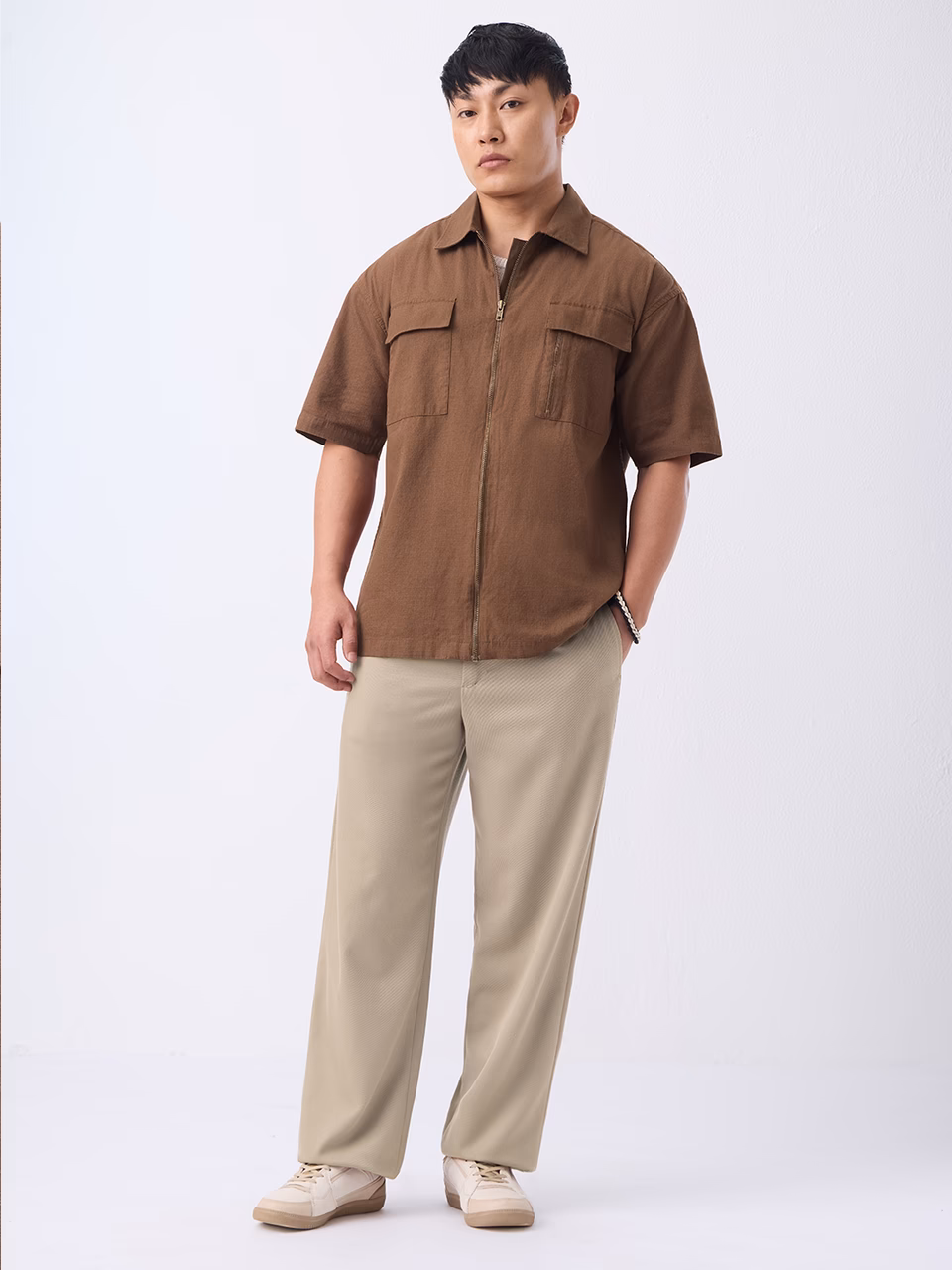 Zipper Shirt: Fawn Oversized Shirts - Image 2