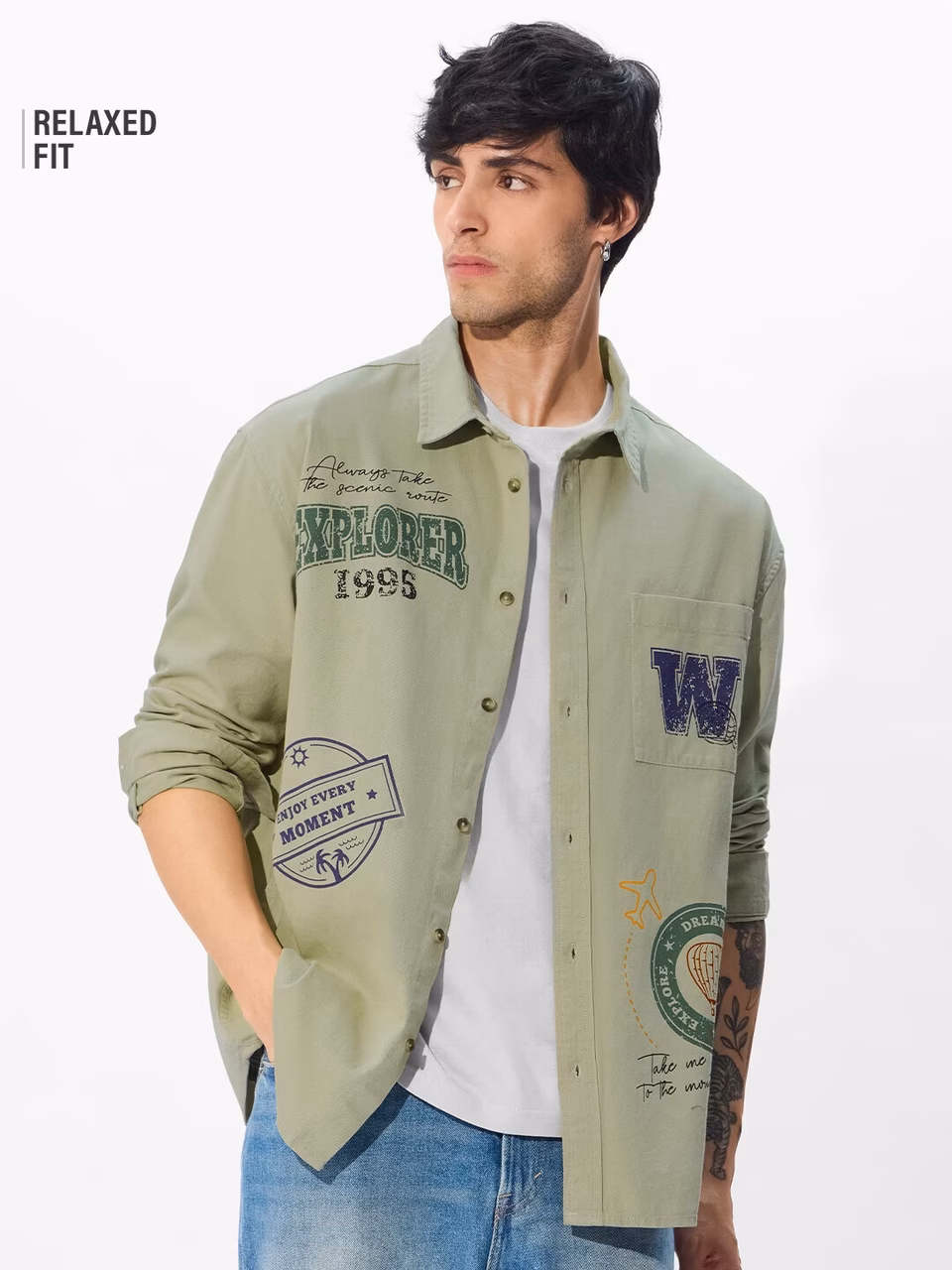 Travel Stamps Men Relaxed Shirts