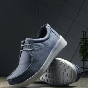 Men's Blue Leather Casual Lace Up Shoes