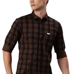 Men Small Checkered Slim Fit Cotton Casual Shirt