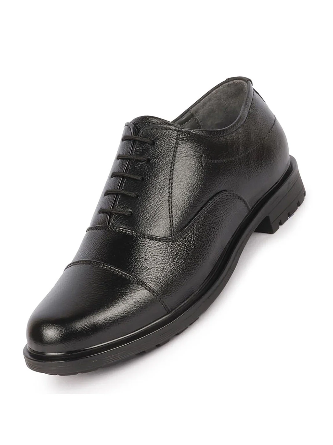 Men Black Genuine Leather Formal Office Comfort Broad Feet Oxford Lace Up Shoes - Image 9